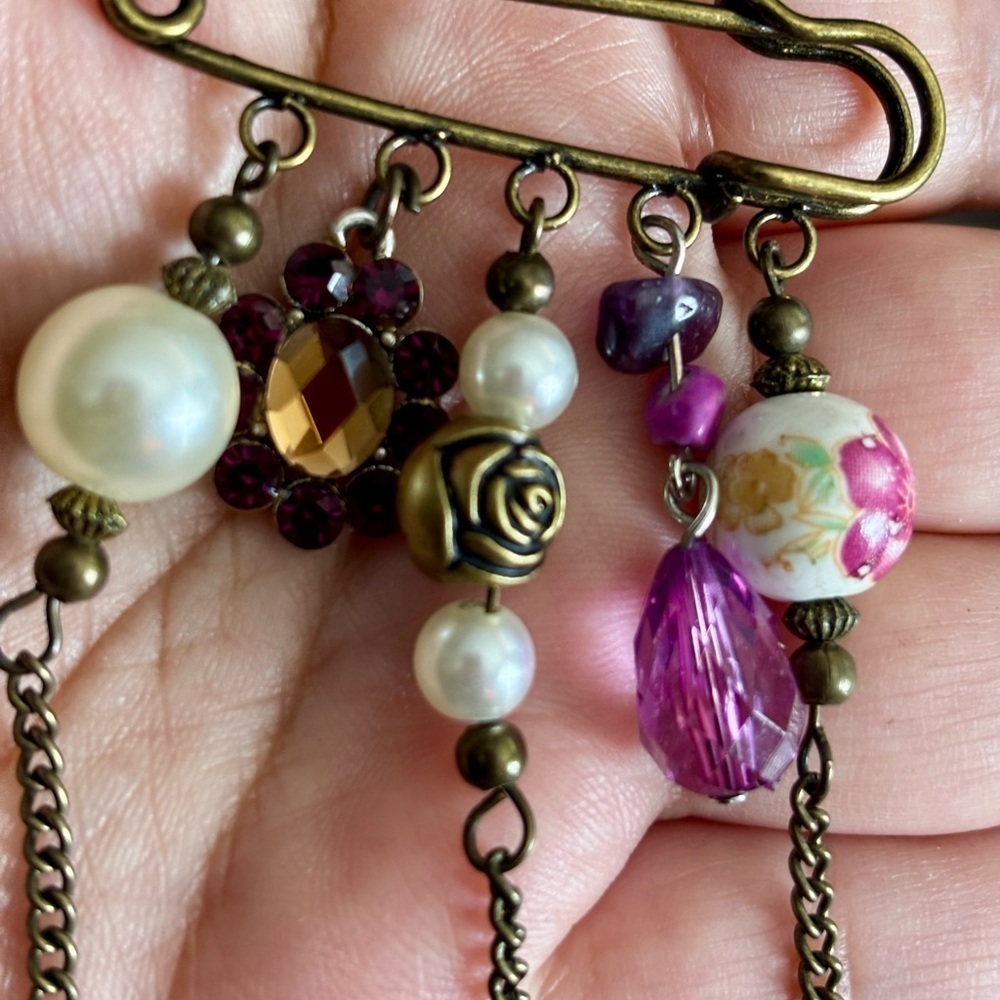 Vintage Style Brooch with Charms